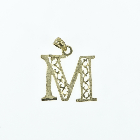 10K M Scroll Monogram Letter Initial Name Yellow Gold Charm/Pendant - Picture 1 of 3
